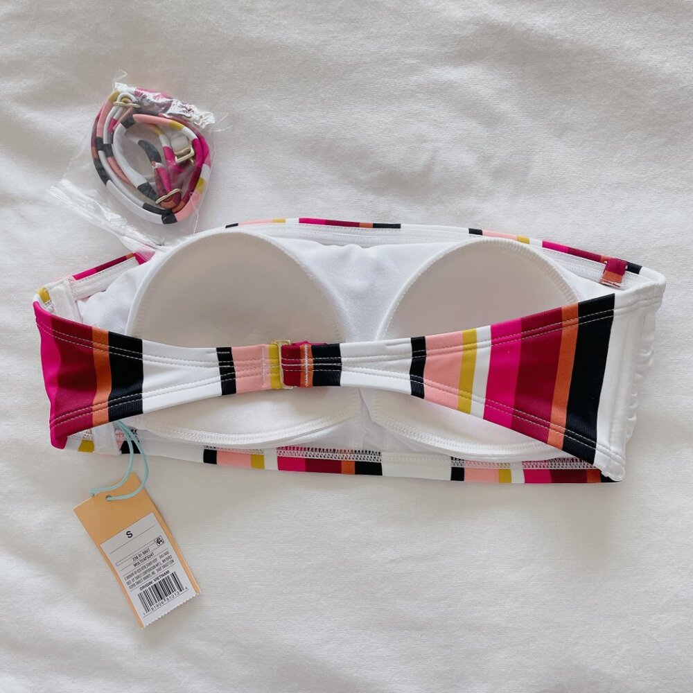 Kona Sol NWT Striped bikini top small bandeau swimsuit women's bathing suit - Picture 3 of 6